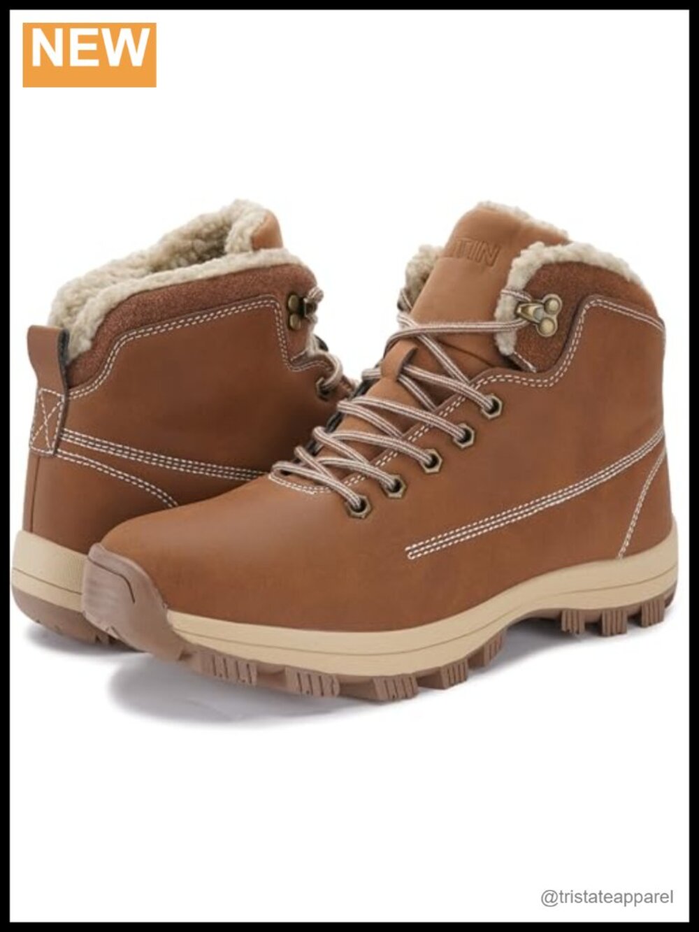 WHITIN Men's Waterproof Cold-Weather Snow Boots Vegan Leather Ankle-High